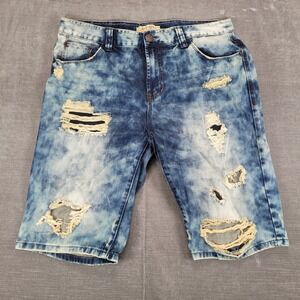 DECIBEL Mens Size 34‎ Blue Acid Wash Distressed Denim Shorts
